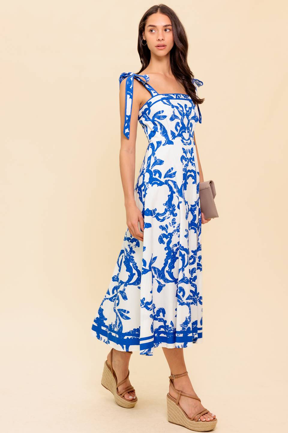 ADAIR PASSPORT TO THE SUN WOVEN MIDI DRESS Flying Tomato